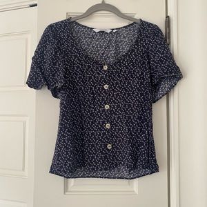 & Other Stories Blue Floral Button Top